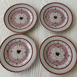 Anthropologie Bistro Tile Stoneware Dessert Plate: Valentine's Edition Set of 4